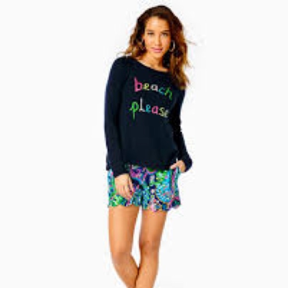 Lilly Pulitzer Navy Sweater with Colorful Text